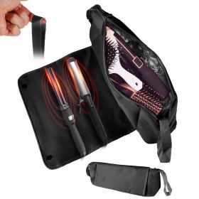 2 In 1 Hair Tools Travel Bag and Heat-resistant Mat Curling Iron Travel Case Hair Tool Pouch Holder Organizer for Curling Iron Straightener Hair Dryer (Option: HotToolTravelBag Black)