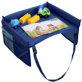 Kids Safety Travel Tray Waterproof Car Seat Play Tray Baby Drawing Board Snack Table Tablet Toy Holder (Option: BabySnackboard Blue)