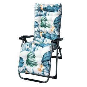 67x22in Chaise Lounger Cushion Recliner Rocking Chair Sofa Mat Deck Chair Cushion (Option: Pad WhiteBlueLeaf)