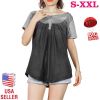 Women Summer Shirts Tops Loose Short Sleeve T Shirts Casual Floral Printed Button Shirts Blouse S-XXL