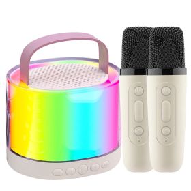 Mini Karaoke Machine With 2 Wireless Microphones Portable Karaoke Set for Kids Adults with RGB Lights Magic Sounds Echo Effect Gift for Boys Girls (Option: KaraokeMachine White)