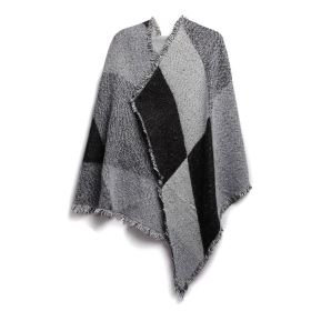Women Winter Warm Scarf 74.8x25.6In Long Soft Knitted Shawl Extra Thick Plaid Blanket Wrap Cape (Option: WinterScarf Grey)