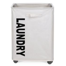 82L/21.6Gal Large Rolling Laundry Hamper Collapsible Tall Laundry Basket with Wheels Waterproof Dirty Clothes Cart with Handle Foldable Clothes Organi (Option: LaundryBasket Beige)