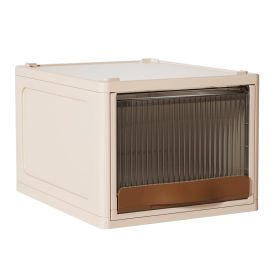 16.5L Stackable Storage Bin Plastic Drawer with Lid Closet Organizer Two Ways Opening Storage Box for Closet Kitchen Living Room Bedroom (Option: StorageBin LWhite)