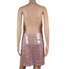 Sexy Women Chain Choker Side Slit Backless Slip Dress With Sequins