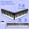 Folding Piano Keyboard 88 Keys Rechargeable Full Size Semi Weighted Piano Digital Electronic Piano with LCD Screen Carry Bag Mic Sheet Music Stand Sti