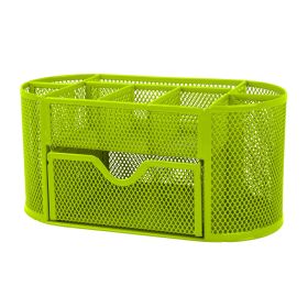 Metal Mesh Pencil Holders Desk Organizer w/9 Compartment Pen Holder Storage (Option: PenOrganizer Green)