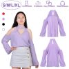 Women\'s Sexy Off The Shoulder Blouses Cold Shoulder Tops V-Neck Long Sleeve T-Shirt Solid Color Summer