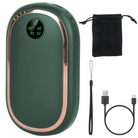 Rechargeable Hand Warmer Electric Hand Heater Portable Reusable Pocket Warmer Power Bank with Digital Display Sunset Light 3 Levels Double-sided Heati (Option: HandWarmer Green)
