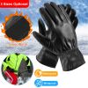 Unisex Leather Winter Warm Gloves Outdoor Windproof Soft Gloves Cycling Skiing Running Cold Winter Gloves