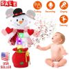 Kid Electric Dance Toy Christmas Elk Snowman Senior Penguin Plush Toy Interactive Sing Song Whirling Mimicking Recording Light up Toy