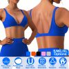 Women Deep V-Neck Sports Bras U-Shaped Back Sport Bras Padded Strappy Crop Open Back Low Impact Bras Sexy Fitness Tank Tops with Removable Pads for Gy