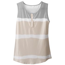 Women Tie-dye Sleeveless Tank Tops Summer Loose T Shirts Tops Button Down Shirts Vest Blouse Plus Size (Option: PlusShirt L  Khaki)