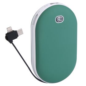 8000mAh 2 In 1 Electric Hand Warmer Rechargeable Hand Heater Portable Pocket Warmer with Power Bank 3 Heating Levels Digital Display Double-sided Heat (Option: HandWarmer Green)