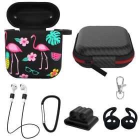 Silicone Case for Apple AirPod 1 2 AirPods Protective Cover Skin w/Strap Ear Hooks Watch Band Holder (Option: AP12Case Flamingo)