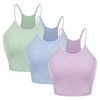 3 Pack Women Crop Basic Tank Top Ribbed Knit Sleeveless Round Neck 9 Color Machine Wash Summer Crop S to XL