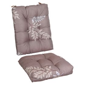 2Pcs Rocking Chair Cushion Upper And Lower Back And Seat Sets with Non-Slip Ties Polyester Fiber Filling Comfortable for Indoor Home Office Car (Option: Pad CoffeeGreyLeaf)