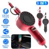 21W 3 In 1 Retractable Car Charger Fast Car Charger Mini Car Phone Charger with USB Port Type-C Cable LT & Micro Cable Fit For IOS Phone 15/14/13 And