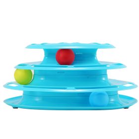 Cat Track Tower Toys 4-Layer Ball Track Interactive Cat Toys Electric Rotate Butterfly Birds (Option: CatToy TriangleBLU)