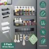 3 Pack Strong Magnetic Spice Rack with 8 Hooks Fridge Oven Microwave Magnetic Storage Shelves Seasoning Holder Organizer for Jars Seasoning Tins Utens