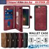 Phone Wallet Case For iPhone 8 Plus Portable Wallet Case 2 in 1 Leather Zipper Magnetic Detachable 15 Card Slots Money Pocket Clutch Cover W/ID Widows