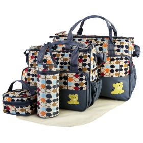 5PCS Baby Nappy Diaper Bags Set Mummy Diaper Shoulder Bags w/ Nappy Changing Pad Insulated Pockets Travel Tote Bags For Mom Dad (Option: BabyBappyBag5PCSet Grey)