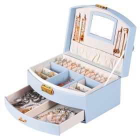 2-Layer Jewelry Box for Women Girls Lockable Leather Jewelry Organizer Jewelry Travel Case for Rings Earrings Necklaces Bracelets (Option: JewelryBox Purple)