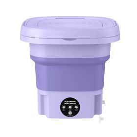 Portable Washing Machine Foldable Laundry Machine with Detachable Drain Basket 3 Modes Electric Clothes Washer for Underwear Socks Towels Baby Clothes (Option: WashingMachine Purple)