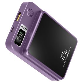 2 In 1 Magnetic Wireless Power Bank 10000mAh PD20W Fast Charger MagSafe Wireless Power Bank Fit for IOS Phones IOS Phone 14 Series And More (Option: PowerBank Purple)