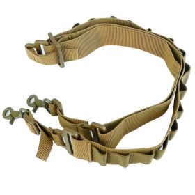 Tactical Shotgun Sling 2 Point Gun Sling Adjustable Shoulder Strap Rifle Shotgun Belts w/ 15-Shell Holders (Option: SinglePointGunSling Khali)