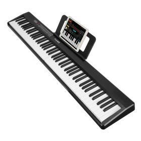 Folding Piano Keyboard 88 Keys Rechargeable Full Size Semi Weighted Piano Digital Electronic Piano with LCD Screen Carry Bag Mic Sheet Music Stand Sti (Option: FoldPiano BatteryBLK)