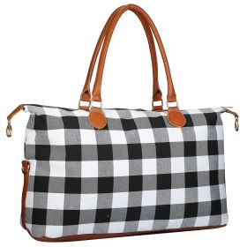 Women Duffle Bag Travel Luggage Bags Weekend Overnight Bag Tote Bags Shoulder Handle Bags Portable Diaper Bag (Option: CheckToteBag White)