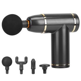 Percussion Massage Gun USB Type C Rechargeable Deep Tissue Vibration Massager Handheld Leg Body Cordless Massager w/ 4 Interchangeable Heads 8 Intensi (Option: MassageGun Black)