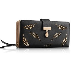 Women Wallet PU Leather Lady Long Purse Phone Clutch Case Credit Card Holder 11 Card Slots 1ID Window 5 Money Pouch (Option: PULeatherWallet Black)