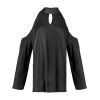 Women\'s Sexy Off The Shoulder Blouses Cold Shoulder Tops V-Neck Long Sleeve T-Shirt Solid Color Summer