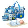 5PCS Baby Nappy Diaper Bags Set Mummy Diaper Shoulder Bags w/ Nappy Changing Pad Insulated Pockets Travel Tote Bags For Mom Dad