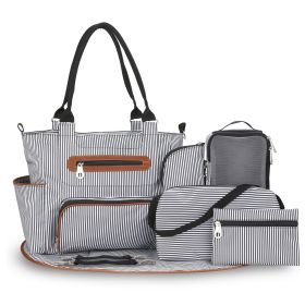 8Pcs Baby Nappy Diaper Bags Set for Mom Dad Mummy Handbags Multifunctional Diaper Changing Bags with Bottle Bag Mesh Bag Purse Diaper Pad 2 Burp Cloth (Option: DiaperBag BlackStripe)