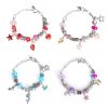 66Pcs Charm Bracelet Making Kit Kids\' Jewelry Necklace Making Kits Colorful DIY Charm Beads Pendant Set Jewelry Decor Supplies with Gift Box for 5-12