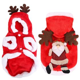 Pet Christmas Clothes Santa Claus Reindeer Antlers Costume Winter Outfit New Year Coat For Small Medium Dogs Cats Available in S/M/L/XL (Option: PetClothes RedM)