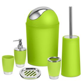 Bathroom Accessories Set 6 Pcs Bathroom Set Ensemble Complete Soap Dispenser Toothbrush Holder Tumbler Soap Dish Toilet Cleaning Brush Trash Can (Option: BathroomHolderSet GRN)