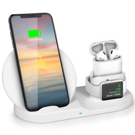 Wireless Charger 10W Fast Charging Station For iPhone Apple iWatch Series 5/4/3/2/1 AirPods Fit For iPhone 11/11Pro/XS/XR/MAX/X/8 Plus/8 Samsung Galax (Option: 3in1ChargerDock WHT)