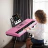 61 Keys Digital Music Keyboard Electric Piano Electronic Musical Instrument Kids Learning Keyboard with Stand Light Up Keys Microphone for 3-12 Year O