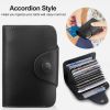 Credit Card Holder Wallet PU Leather Snap Closure Purse Accordion Case with 12 Pcs Card Slots