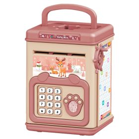 Piggy Bank Toy Cash Coin Money Bank Money Saving Box with Password Fingerprint Voice Prompt Folding Handle for 3+ Years Old Boys Girls (Option: PiggyBank Brown)