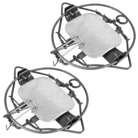 2Pcs Animal Spring Trap Sturdy Iron Animal Snap Trap 7In Powerful Reusable Fox Raccoon Rabbit Skunk Feral Small Medium Sized Animal Hunting Trap (Option: 2PcsAnimalTraps 6In)