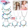 66Pcs Charm Bracelet Making Kit Kids\' Jewelry Necklace Making Kits Colorful DIY Charm Beads Pendant Set Jewelry Decor Supplies with Gift Box for 5-12