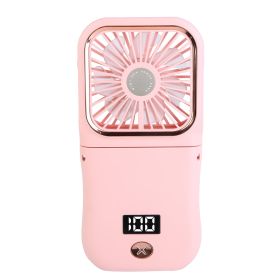 5 In 1 Folding Mini Fan Hands-free Rechargeable Neck Fan Handheld Fan with 3 Speeds Power Bank Phone Holder Neck Strap for Home Office Travel Dormitor (Option: HandheldFan Pink)