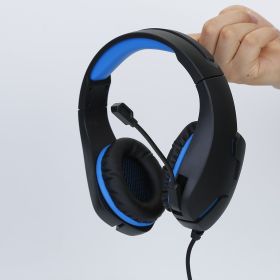 Gaming Headsets Stereo Bass Over Ear Headphones w/LED Light Earmuff w/ Mic 3.5mm Plug USB 6.72FT Cord Fit For PS4/PS Vita/XBOX One S/PC/Laptop/Compute (Option: GameHeadset BlackBlue)