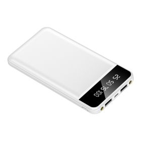 10000mAh Power Bank Portable Ultra Slim Charger External Battery Pack with 2 USB Output Ports Charging Cable LED Flashlight Compatible with IOSPhone 1 (Option: PowerBank White)