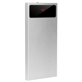 20000mAh Power Bank Ultra-thin External Battery Pack Phone Charger Dual USB Ports Flashlight Battery Remain Display (Option: PowerBank Silver)